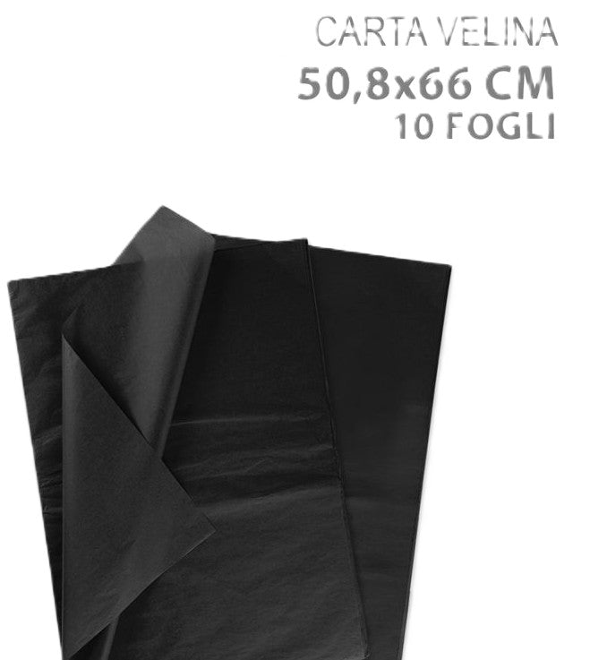 carta velina nero 10fogli 50,8x66cm