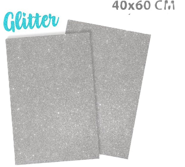 gomma eva glitter argento 40x60