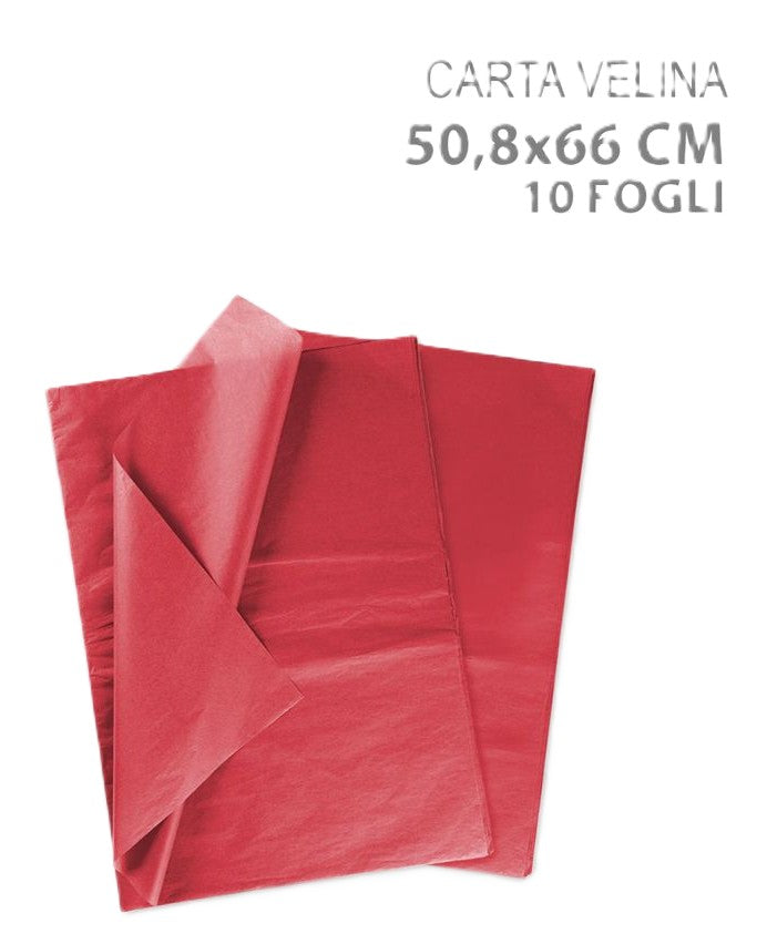 carta velina rosso 10fogli 50,8x66cm