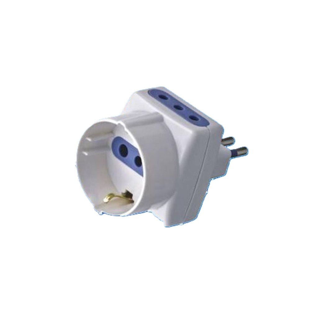 adattatore spina 16A 2 presa 10/16A bipasso + 1presa 10A schuko