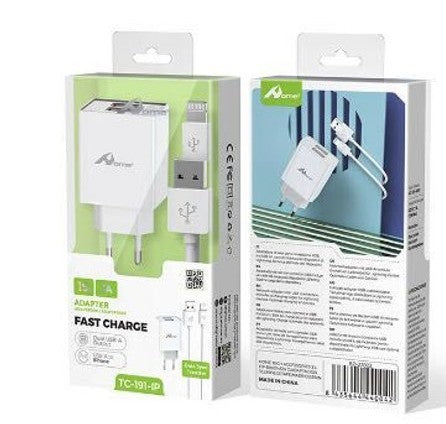 adattatore 2USB+ cavo Lightning 1m -15w